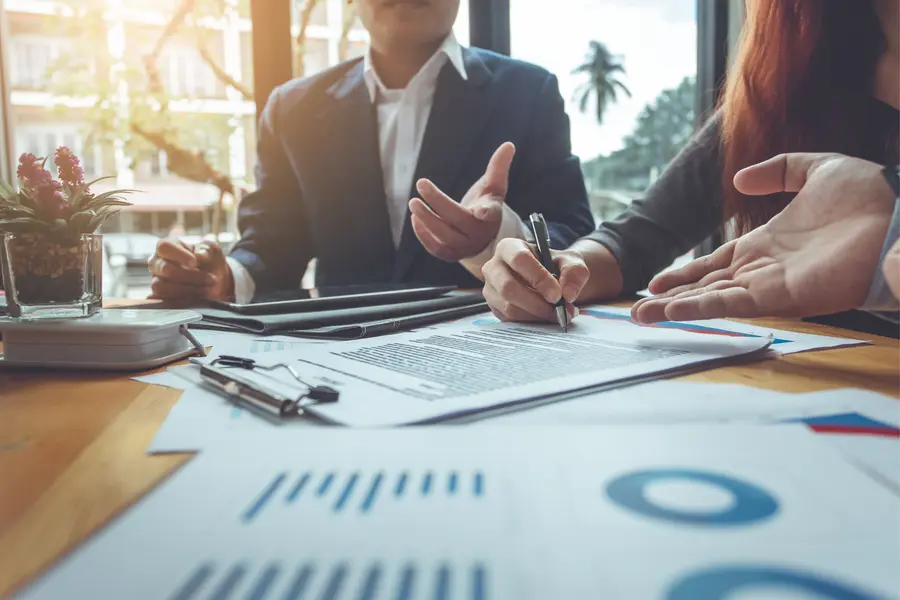 Financial services office with secure systems