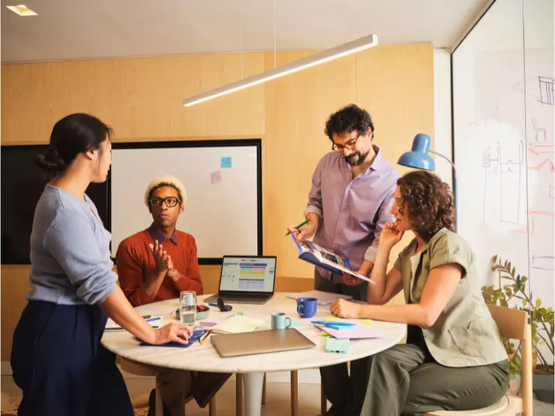 Team collaborating with cloud tools